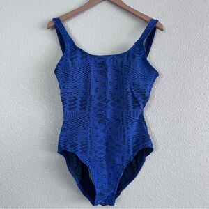 Retro Jacquard Patterned One Piece Swimsuit Size L